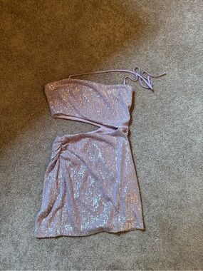 Sequin Cutout Mini Dress - Lilac Pink